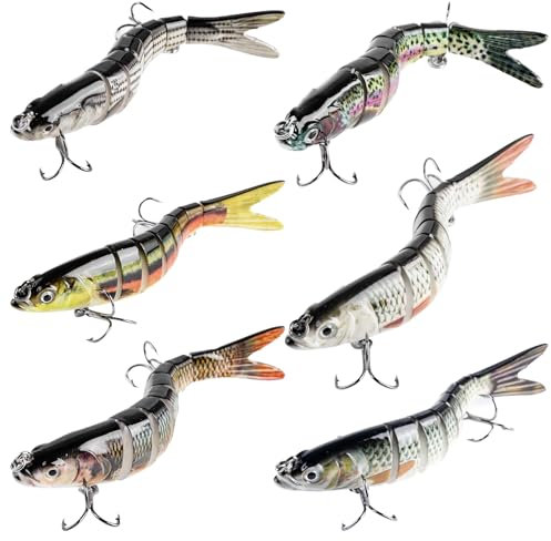 6 Stück Angelköder, Kunstköder Wobbler Hecht, Fisch Köder lebensechter Angel köder für Zander Barsch Forellen Swimbait für Süßwasser und Salzwasser