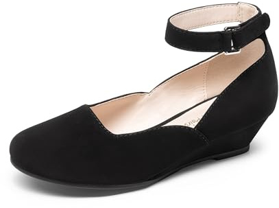 DREAM PAIRS Scarpe Tacco Zeppa Bambina Eleganti,Nero,33.5