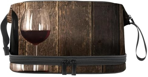 Neceser de viaje de doble capa para mujeres y niñas, con compartimento para brochas y maquillaje, de vino tinto y cristal, multicolor, 27x15x14 cm/10.6x5.9x5.5 in, Neceser