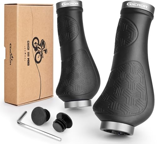 GXCROR Premium Ergonomic Non-Slip Bike Grips Handlebar - Dual-Locking Mountain/MTB Bicycle Grips, Universal 130mm All-Weather Comfort(2-Year Warranty)