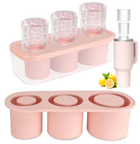 Farerkass Bacs à Glaçons en Silicone avec Couvercle, Bac à Glace Triple pour Tumbler 40 Oz, Grands Moules à Glaçons, Moule à Glaçons pour Tasse Stanley pour Whisky, Cocktails et Boissons Fraîches