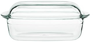 Gerlach 1760 Pirofila da forno 4,5 l in vetro borosilicato resistente al calore con coperchio rettangolare 27 x 18 cm per forno congelatore Flow