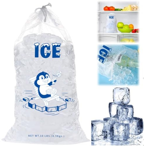 10pcs Ice Bags with Drawstring,Drawstring Ice Cube Bags,Heavy Duty Ice Bags Can Withstand 10 Pounds,Ice Bags for Ice Cubes,Ice Bags for Ice Machine Storage Freezer Keeper,Reusable Ice Storage Bags