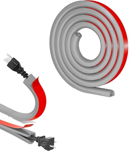 bechoanigel Kabelkanal självhäftande, PVC kabelkanal flexibel, 6 m x 1,6 cm kabelkanal, kabelskydd, kabelkanal, vit, lämplig för alla strömkablar, hushåll, skolor, kontor, lagerhallar (6 m grå)
