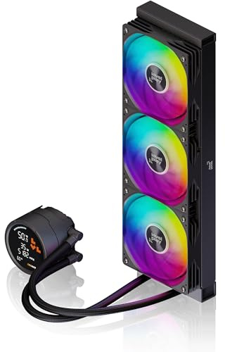 Levelplay Combat Liquid 360 HUD AIO CPU-vattenkylning – TDP 300 W, 2,6-tums HUD-skärm i realtid, 360 mm radiator, enkel ram 360 fläkt, AMD AM5/AM4 och Intel LGA 1851/1700 – svart