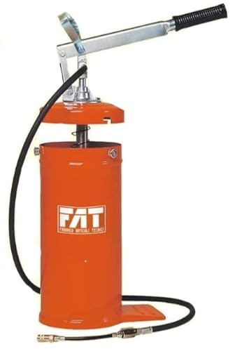 FAT Pompa Ingrassatore Manuale 5AC da 8 kg, con Tubo 1,5 mt, Rubinetto, Tubetto Flessibile 120mm e Testina 4 Griffe