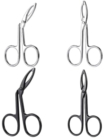 KAJNBN Pinzette per Sopracciglia Rimozione Facile dei Peli del Viso in Inossidabile Set 4 Forbici per Modellare Colore Assortito, per Donna e Uomo