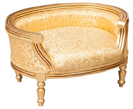 Biscottini Sitzbank Stil Louis XVI 74 x 53 x 41 cm | kleiner Barock-Sessel braun | Barockhocker | Hocker mit Rückenlehne | Barockhocker