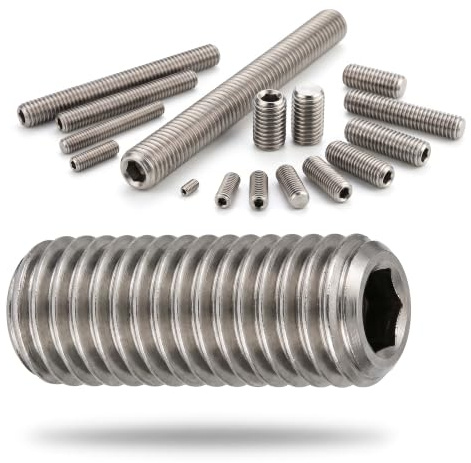 PROTECH Tornillos de sujeción DIN 913 con hexágono interior y punta cónica de acero inoxidable A2 V2A, tornillos prisioneros