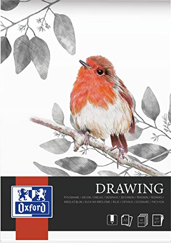 Oxford Bloc de dibujo A3, 40 hojas, 160 g, pegado a los lados