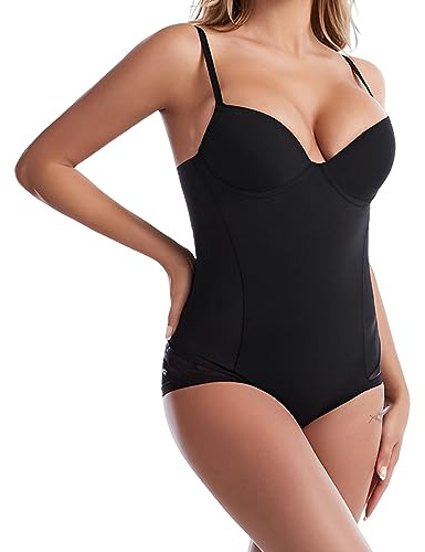 Women's Shapewear Bodysuit, Tummy Control Bodysuit With Adjustable Shoulder Straps, Breathable Camisole Full Body Shape Leotard, One Piece Built-in Bra V Neck Body Shaper Slimming Waist Trainer