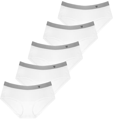 FEOYA Teen Girls Panties Period Knickers Cotton Soft Underpants Mid Waist Hipster Briefs Teenager Menstrual Leakproof Underwear Pack of 5 for 10-16 Years