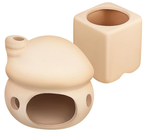 YARNOW Cachette Aquarium Poisson 2 Pièces Maison Betta en Céramique Décor D'Aquarium Champignon Abri pour Réservoir Poissons