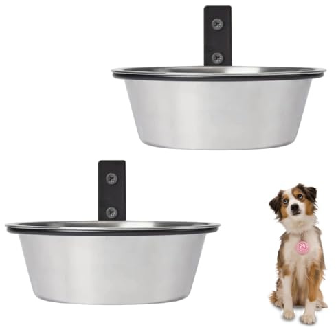 2 Ciotola per cani da parete, in acciaio inox, da appendere, per animali domestici, mangiatoia per cani, pieghevole, per cibo e acqua, per animali domestici, gatti, conigli d'India (17,5 x 6 cm)