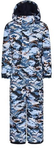 Mountain Warehouse Cloud Kids Snowsuit - Waterproof, Adjustable, One Piece Jumpsuit with Taped Seams & Fleece Lining, Girls & Boys - Winter, Ski & Rain Pale Blue (Printed) Kids Size 7-8 Years