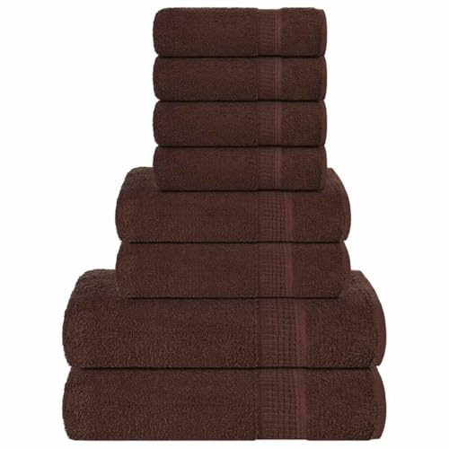 Générique Ensemble de Serviettes 8 pcs Marron 360 g/m² 100% Coton,Maison & Jardin,Linge,Serviettes,Serviettes de Bain & Gants de Toilette,Brun,1.61 KG,137065