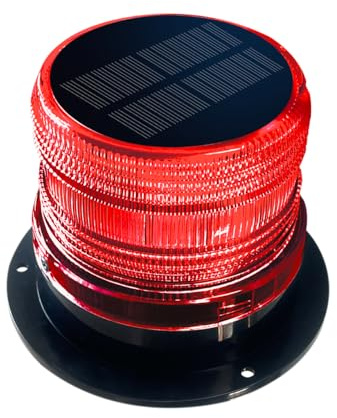 WWZRYS Solar LED Boat Anchor Light, Magnetic Base Red 360° Navigation Light, IP65 Waterproof Marine Warning Lamp with 4 Modes, Auto On at Night for Yacht Kayak Pontoon