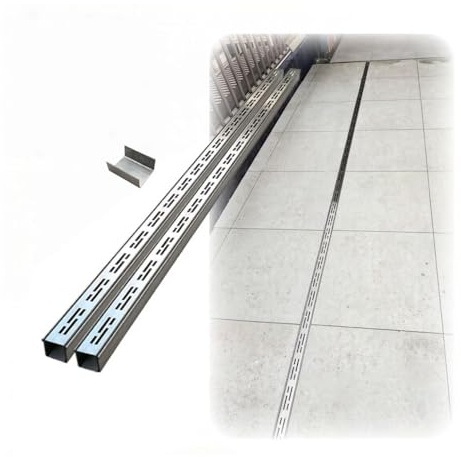 Smala trenchdräneringsgaller i rostfritt stål för pooldäck och uppfart, 2 st smalt kanaldränering med avtagbart lock, 10 x 4 cm (4 tum x 1,6 tum), effektiv dräneringslösning för gården