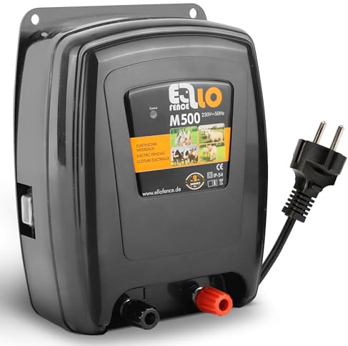 Ellofence Weidezaungerät 230V Netz (M500) - Extra starkes & leises Elektrozaungerät - Premium Weidegerät für alle Haus- und Nutztiere geeignet - Stromzaungerät mit Zaunkontrollanzeige