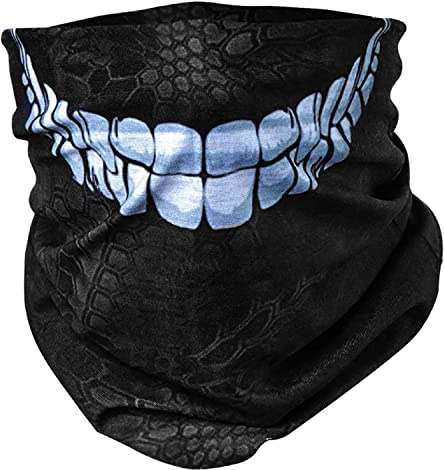 BlackNugget® Multifunktionell duk med tryckt ovanlig design – högkvalitativ balaklava som värme- och skyddsduk – halsduk, ansiktsskydd, ansiktsmask – olika mönster