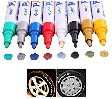 dragonaur-home decor 1 x wasserdichter Lackstift für Autoreifen, Reifentinte, Autoreifen, Reifenprofil, Gummi, Metall, permanenter Farbmarker, schwarz