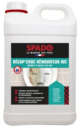 SPADO - Décap'choc rénovateur WC - Formule surpuissante - désinfecte et désodorise - Spécial cuvettes encrassées - Sans danger pour l'émail et canalisations - 3 L - Fabriqué en France