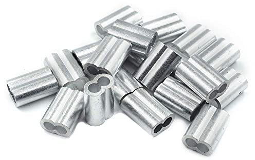 Constrabo® | 10x ghiere in alluminio manicotti di aggraffatura 8.0 mm | Maniche per corda in acciaio | Cavo crimps, doppi maniche, doppi morsetti in alluminio per fune, connettori cavi metallici