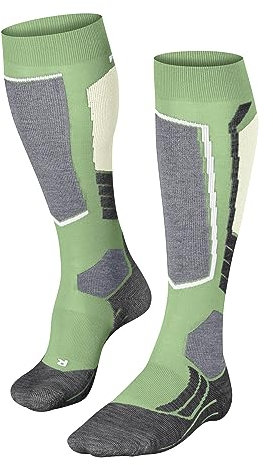 FALKE Damen Skisocken SK2 Intermediate W Kh Wolle Funktionsmaterial warm dick 1 Paar, Grün Quiet Green 7378, 41-42