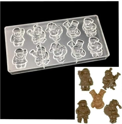 Polycarbonat-Schokoladenform, verschiedene Formen, 3D transparente handgefertigte Weihnachtsschokoladenform, Dessertform (Weihnachten A)