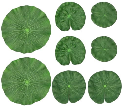 VAEIORP 8 pcs Feuilles de lotus artificielles feuilles de lotus réalistes pour plantes flottantes et aménagement paysager de jardin d'étang d'aquarium
