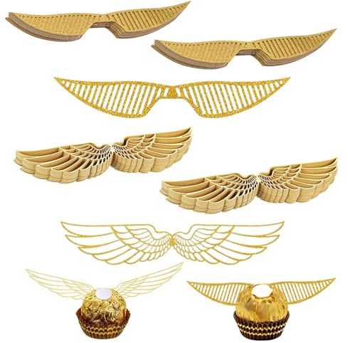 100 Piezas De Inserciones Huecas De Chocolate, 100 Puntos De Pegamento, Inserciones De Alas Tridimensionales, Decoración De Pasteles Con Alas Brillantes, Pasteles Para Bodas