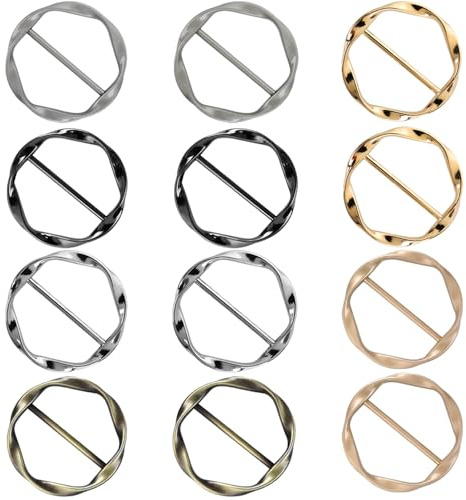 UTXN Lot de 12 anneaux pour écharpe, boucles pour robe, boucles pour ceinture, pinces pour écharpe, pinces pour t-shirt, vêtements, chapeau, décoration