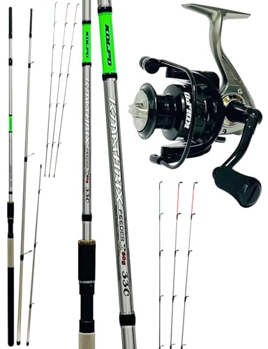Kolpo Kit pesca Feeder con canna 2.70 mtin carbonio 50 gr + mulinello da pesca bobina alluminio