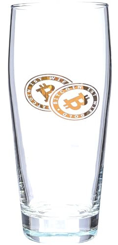 6 Willibecher Willybecher Biergläser, Veredlerqualität, 0,5 Liter ohne Füllstrich, Golddekor Bitcoin ist wie Gold, 6 x 0,5 l