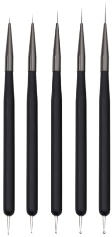 Brochas para uñas, set de 5 brochas de línea para uñas, herramientas de bolígrafo de puntos, set de brochas para diseño artístico de pintura para líneas largas, detalles finos, dibujo preciso. Tamaños