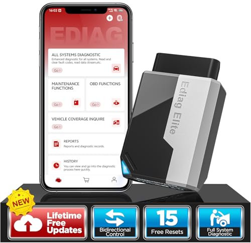 KINGBOLEN Ediag Elite OBD2 Diagnostic Français, Valise Diagnostic Auto avec Test Actif, 15+ réinitialisations, Outil de Diagnostic de Voiture pour Tous Les systèmes, Mise à Jour Gratuite à Vie