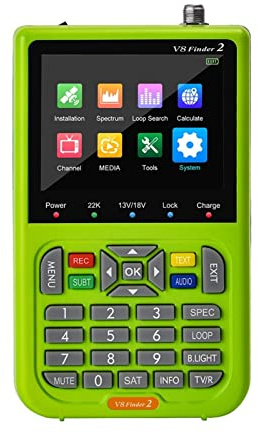 Medidor de Intensidad de señal de TV, V8 Finder Pro DVB-S2 DVB-T2 DVB-C AHD H.265 Buscador satelital de medidor satelital Mejor Que Satlink ST-5150 WS-6933 VF-6800,Buscador de satélites(V8 Finder2 no