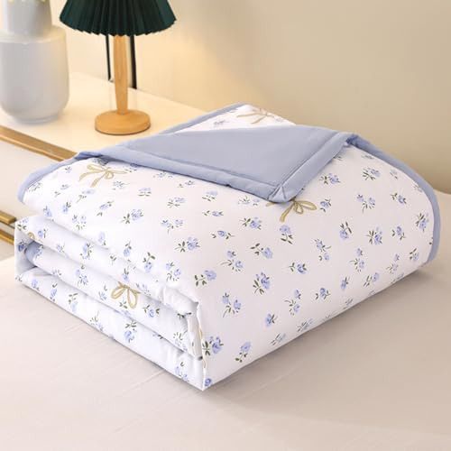 Odot Edredón Verano Cama 150/180/200, Reversible Edredon Acolchado Verano Sin Funda - Ligera y Respirable Manta de Suave para Días Calurosos (Flor Morada,200 * 230cm)