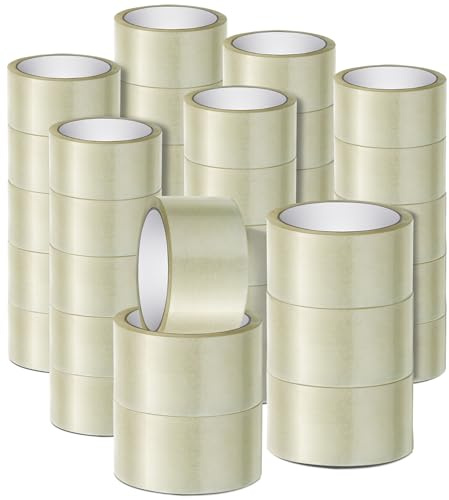 K-MART Rotolo di nastro adesivo per imballaggi – 48 mm x 66 m, silenzioso, altamente adesivo, trasparente, per imballaggi di cartone, trasloco, ideale per distributori di nastri (trasparente
