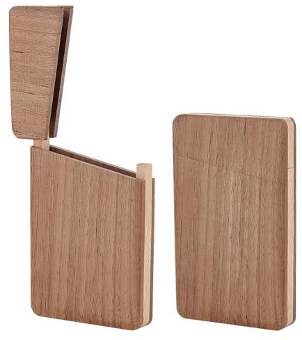 HOBBIESAY 1 Stück Nussbaumholz Visitenkartenhalter Schlankes Holz Etui Tragbar Klappbar Kreditkartenbox Zubehör für Herren und Damen Büro Schreibtisch Visitenkarten Accessoires