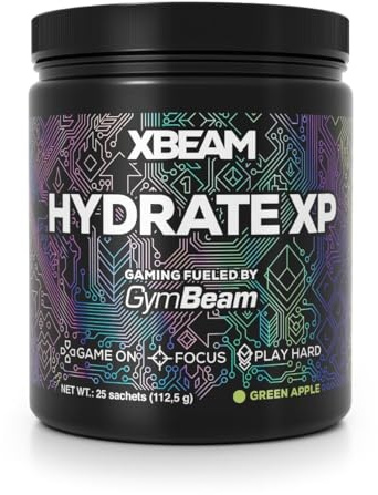 GymBeam XBEAM Hydrate XP - Multivitaminico con elettroliti, magnesio, vitamina C e polvere di cocco - Idratazione avanzata e supporto muscolare per gamer - Senza caffeina (112,5 g, Mela Verde)