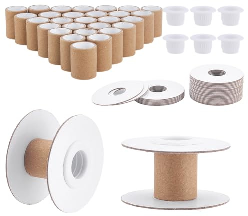 PH PandaHall 30 juegos de carretes de hilo de papel vacíos, carretes de cinta blanca, bobinas de alambre, bobinas de costura de papel, organizador de almacenamiento de cordón vacío extraíble para hilo