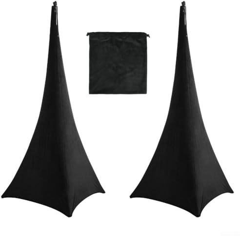 Paquete de 2 fundas para trípode, cubierta para soporte de altavoz, cubierta de soporte de altavoz de licra, ocultación de 360° para eventos o escenarios