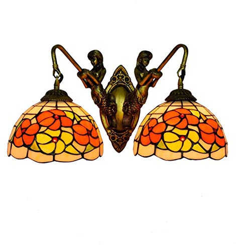 QTANZIQI Vägglampor Sconces Style Vägglampa Målat glas Vägglampetter Blomsterdekoration Handgjord present Vägglampor Armatur för House Bar Restauranger Sovrum Living-B4(E5)