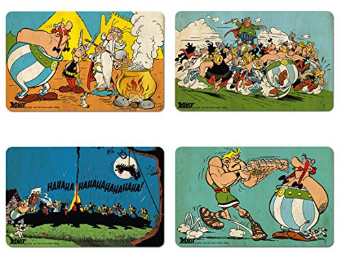 Logoshirt Astérix Le Gaulois- Asterix, Obelix, Panoramix & Abraracourcix Ensemble de 4 Planches à Petit-déjeuner - Multicolore - Design Original sous Licence