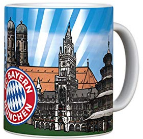 FC Bayern München Tasse Skyline Metallic Logo