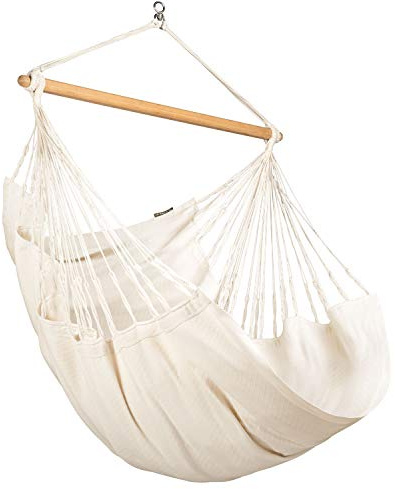 LA SIESTA® - Habana hängstol komfort storlek + monteringssats för avkoppling & stil: 360° vridfog, högkvalitativ bambuträ – GOTS-certifierad bomull (latta)