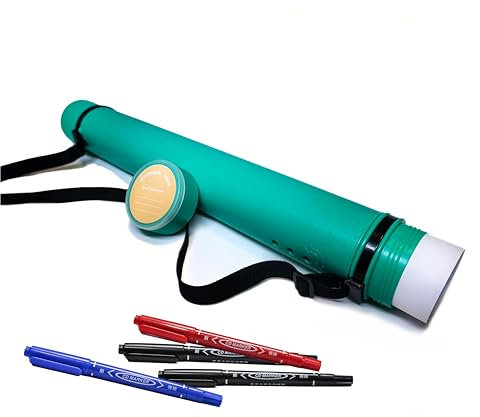 Posterrolle A0 Zeichenrolle Transport Bilderrolle Zeichenrollenköcher Köcher und 4 Permanentmarker gratis Ø 8,8 cm Höhe 62-102 cm 6 Farbe (Grün)