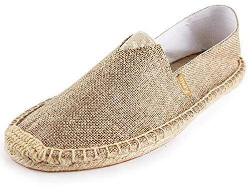 Kentti Mäns klassiska canvastrosor på platta espadriller, Aprikos, 45 EU