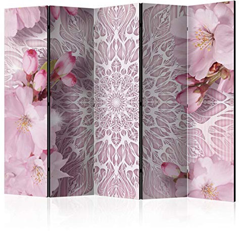 murando Raumteiler Foto Paravent Mandala 225x172 cm beidseitig auf Vlies-Leinwand Bedruckt Trennwand Spanische Wand Sichtschutz Raumtrenner Design Orient Blumen Boho Abstrakt Zen b-A-0512-z-c